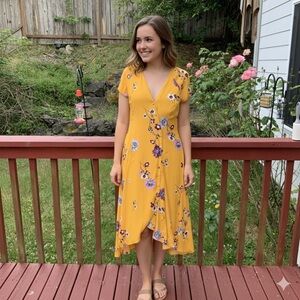 Free people Lost In You Yellow Floral Dress S